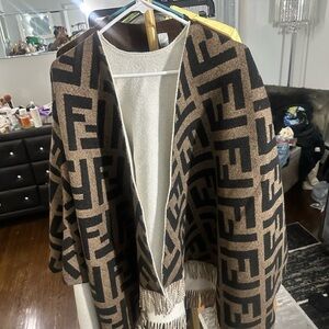 Brown and Black Patterned Shawl